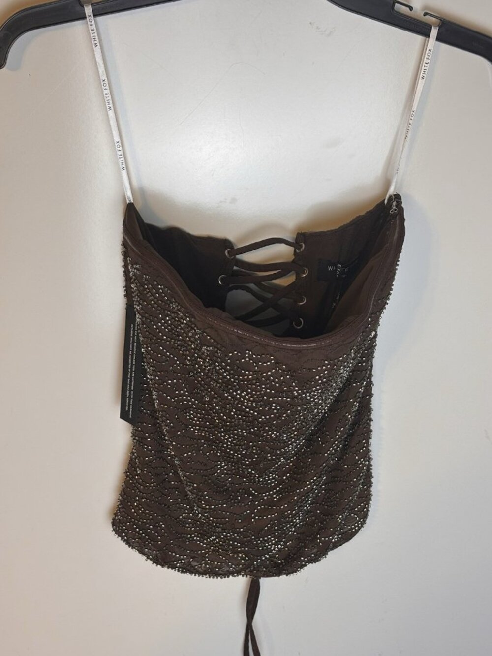 White Fox Secret Admirer Beaded Bustier Chocolate Size Medium NWT